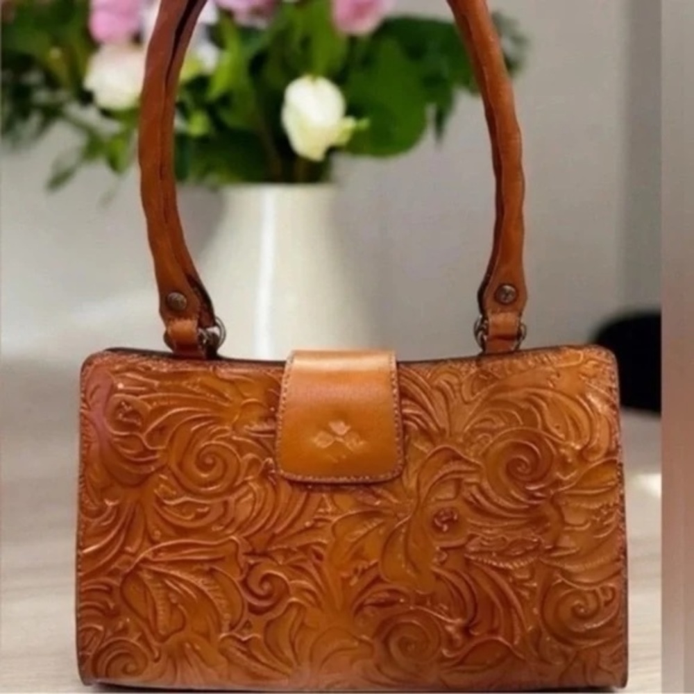 Patricia Nash Rienzo Satchel, Cognac, Full-Grain Leather – NWT with Dust Bag